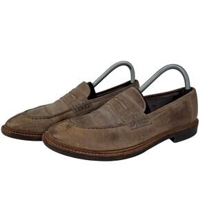 BRUNELLO CUCINELLI Leather Distressed Whipstitch Trim Brown Loafers Mens Size 6